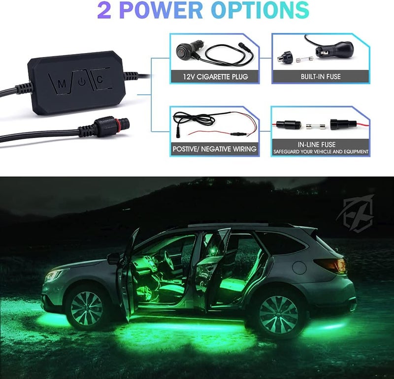 Xprite 8 قطع أضواء شريط LED RGB للسيارات، إضاءة خارجية داخلية مع تحكم بلوتوث، مجموعة تحكم عبر التطبيق وجهاز تحكم عن بعد، مزامنة موسيقية، أضواء نيون داخلية تحت الجسم للسيارات SUV والشاحنات - Image 3